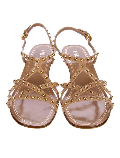 prada flat sandals on sale|Prada studded pony skin sandals.